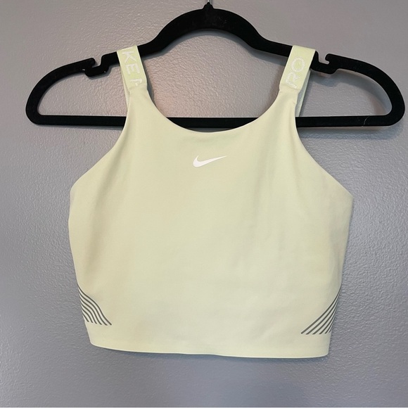 Nike Pro Women's Dri FIT crop Top Tank Bra Lime Green yellow XS - Picture 5 of 12